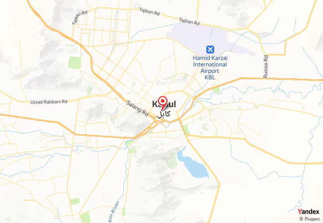 خريطة القبلة لمدينة كابل