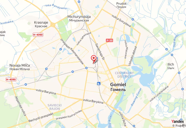 Qibla Map for Homyel'