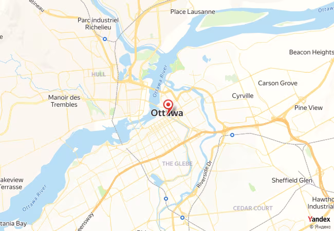 Qibla Map for Ottawa