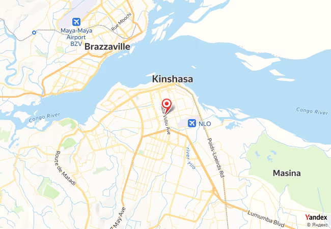 خريطة القبلة لمدينة جمهورية الكونغو الديمقراطية