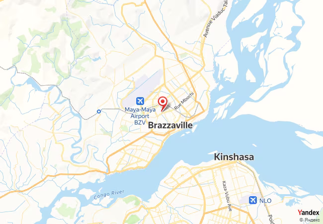 خريطة القبلة لمدينة جمهورية الكونغو