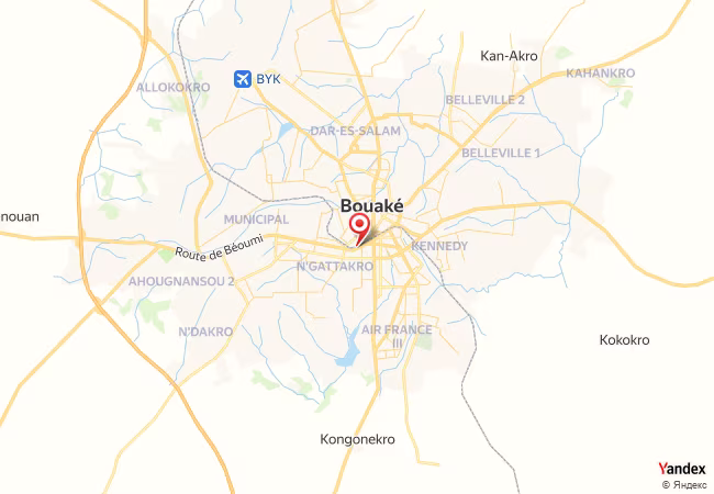 Qibla Map for Bouake