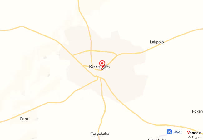 Qibla Map for Korhogo