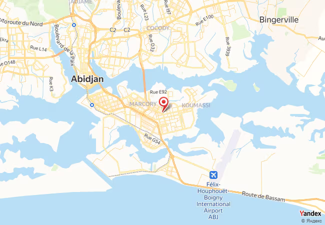 Qibla Map for Koumassi