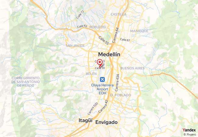 Qibla Map for Medellin