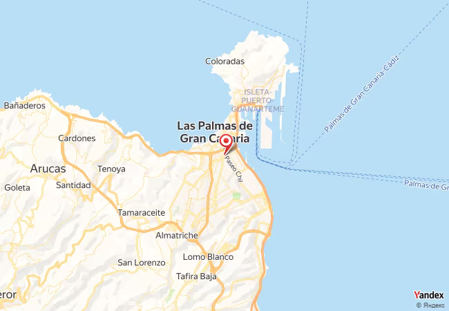 Qibla Map for Las Palmas