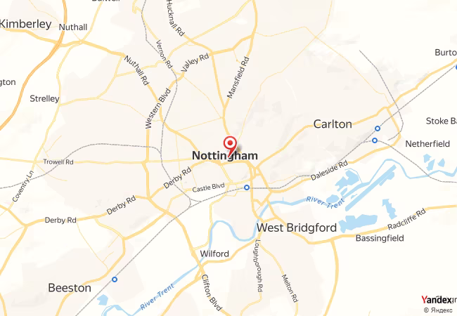 Qibla Map for Nottingham