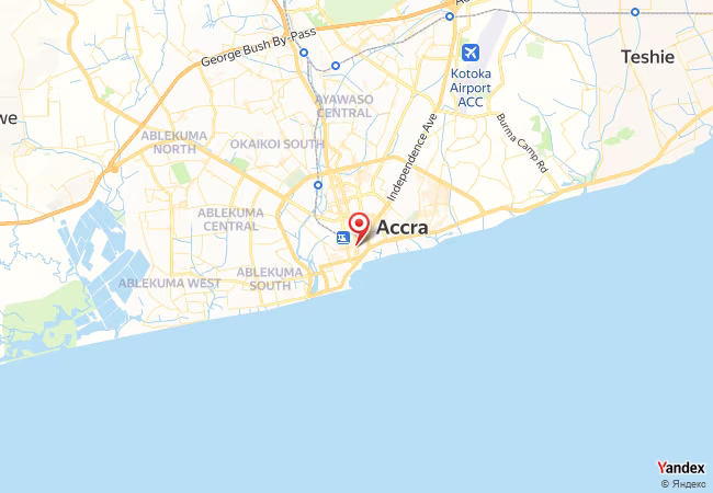 Map of Maghrib Time Accra