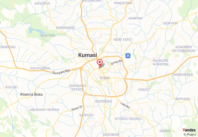 خريطة القبلة لمدينة كوماسي