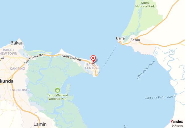 Qibla Map for Banjul