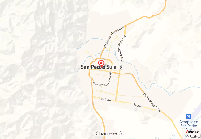 Qibla Map for San Pedro Sula