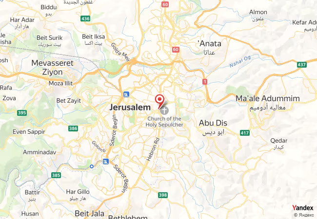 Qibla Map for Jerusalem