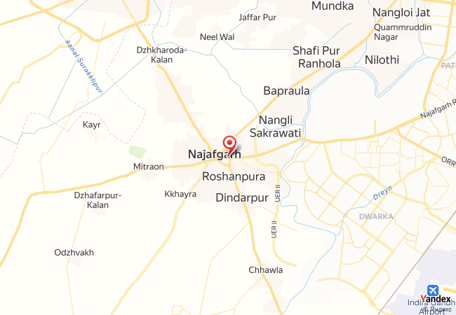 Qibla Map for Najafgarh