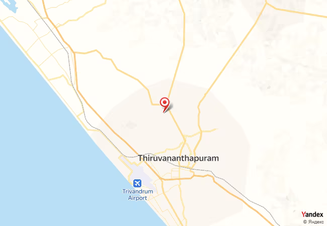 Qibla Map for Thiruvananthapuram