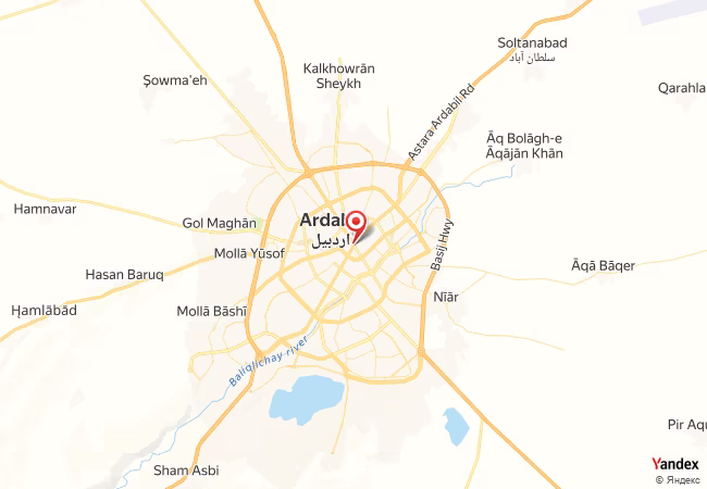 Qibla Map for Ardabil
