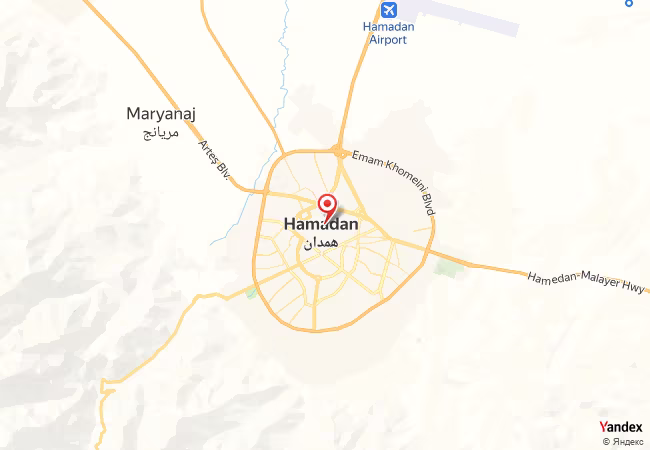 Qibla Map for Hamadan