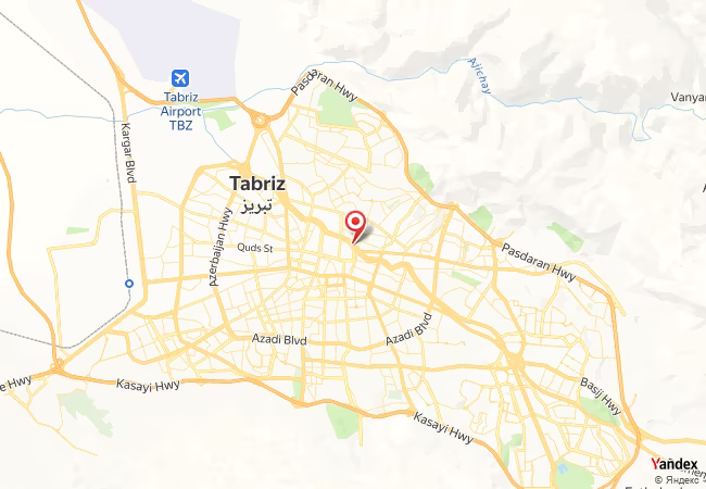 Qibla Map for Tabriz