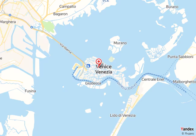 خريطة القبلة لمدينة فينسيا