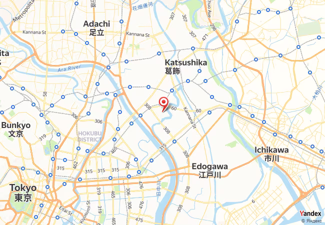 Qibla Map for Katsushika-ku