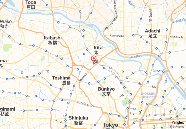 Qibla Map for Kita-ku