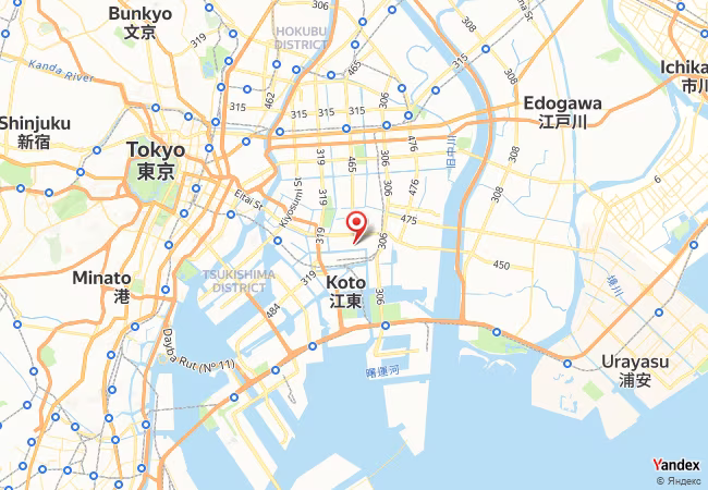 Qibla Map for Koto-ku