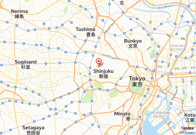 Qibla Map for Shinjuku