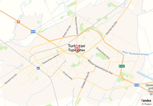 Qibla Map for Turkistan