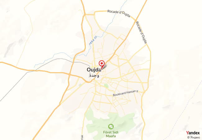 Qibla Map for Oujda-Angad