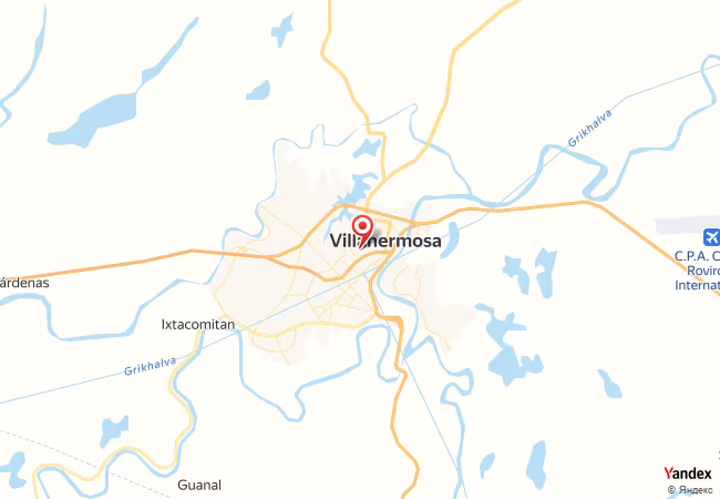 Qibla Map for Villahermosa
