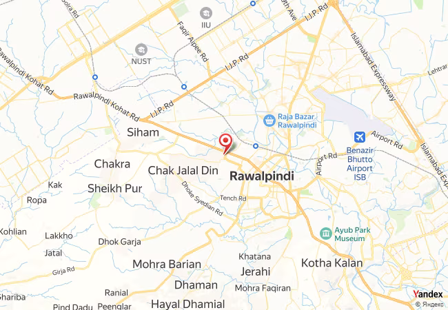 Qibla Map for Rawalpindi
