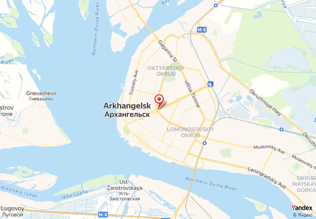 Qibla Map for Arkhangelsk