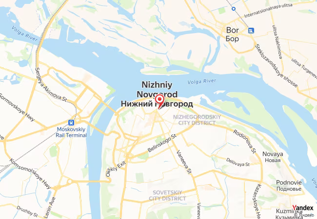 Qibla Map for Nizhniy Novgorod