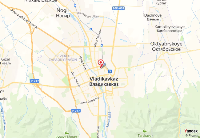 Qibla Map for Vladikavkaz