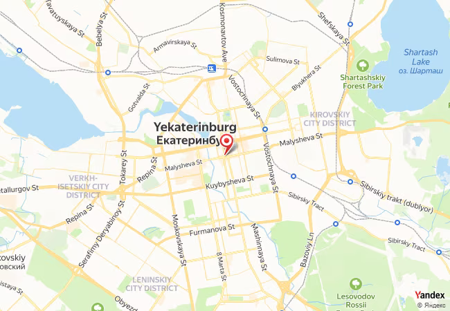 Qibla Map for Yekaterinburg