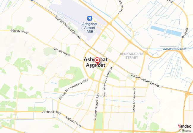 Qibla Map for Ashgabat