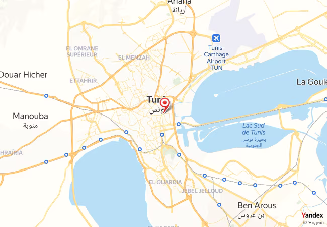 Qibla Map for Tunis