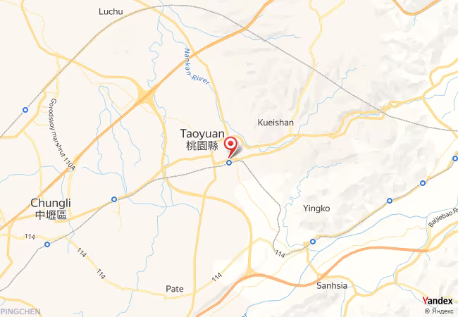 Qibla Map for Taoyuan District