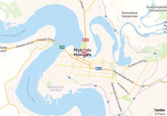 Qibla Map for Mykolaiv