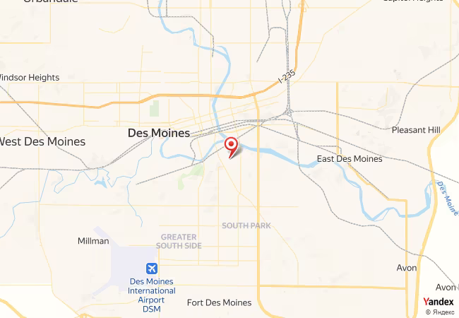 Qibla Map for Des Moines
