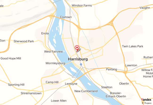 Qibla Map for Harrisburg