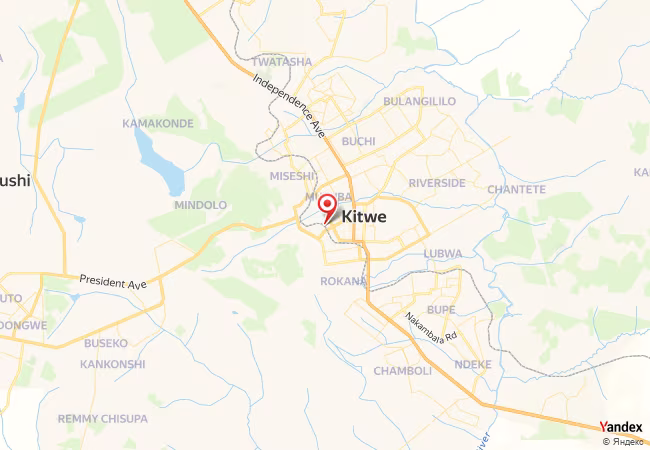 Qibla Map for Kitwe