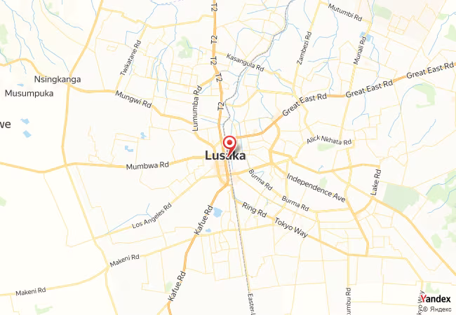 Qibla Map for Lusaka